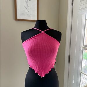 Pink Ribbed Halter Top